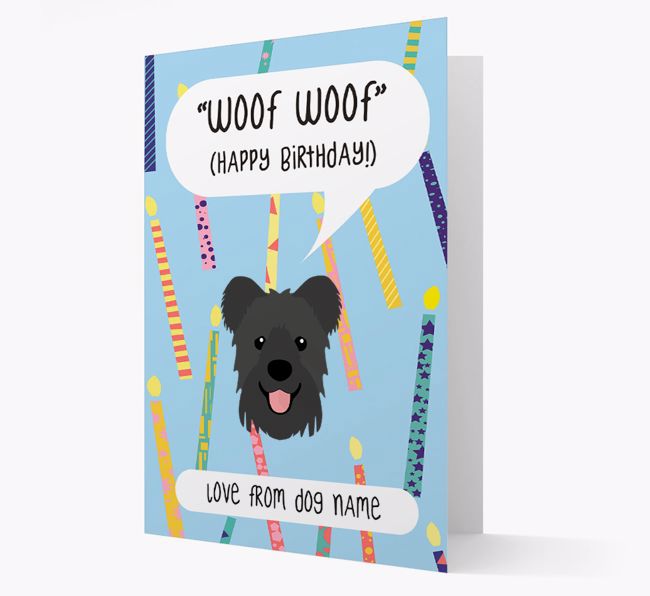 Personalized 'Woof Woof' Birthday Card with {breedFullName} Icon